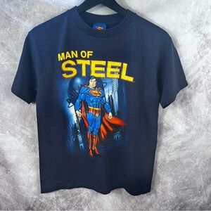 Superman Shirt Youth Large Blue Man Of Steel Graphic